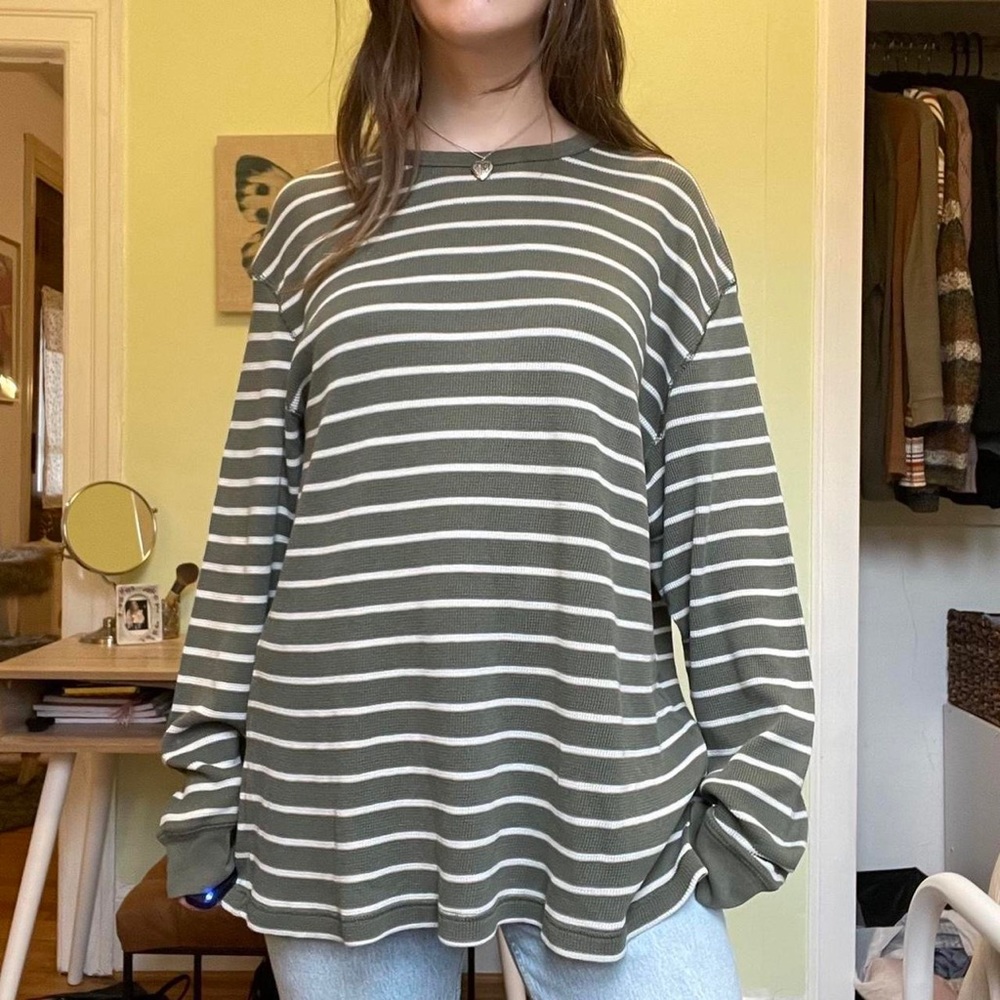 2000s striped thermal long sleeve